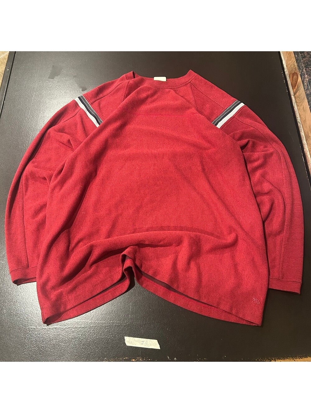 y2k skater boy Red knit sweater with shoulder stripes